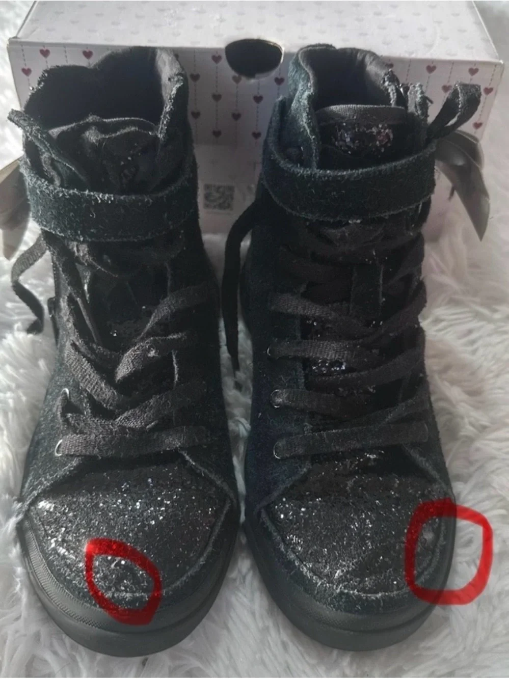 UGG J I Heart Hi Top Glitter Black Sneakers size 13
